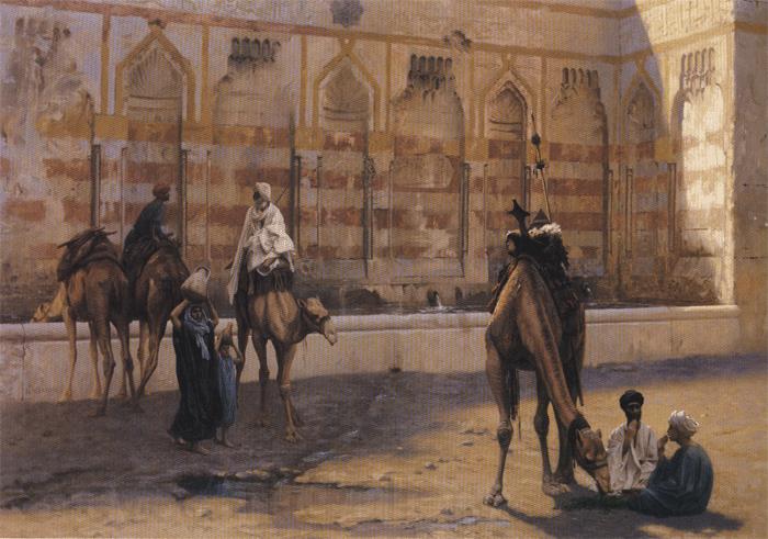 Jean - Leon Gerome Camels at the Watering Place. Spain oil painting art